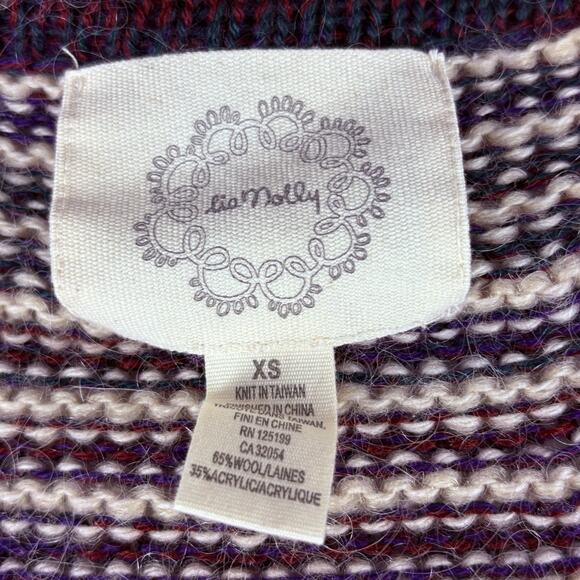 Anthropologie Lia Molly Shrug Cardigan Wool Blend Knit Striped Unique Twee Sz XS - Picture 8 of 10